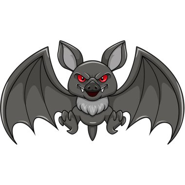 Vector Illustration of Scary bat flying mascot character