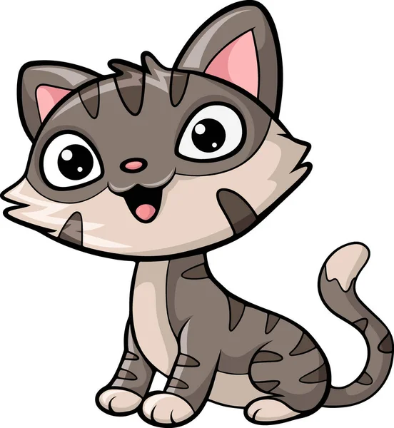 Ilustración Vectorial Lindo Gato Pequeño Dibujos Animados Sentado — Archivo Imágenes Vectoriales