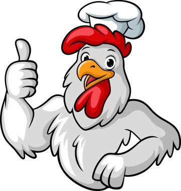 Vector Illustration of Cute rooster chef cartoon giving thumb up