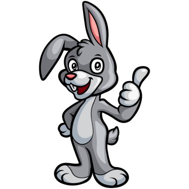 Vector Illustration of Cute rabbit cartoon giving thumbs up