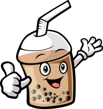 Vector Illustration of Cute bubble milk tea cartoon character