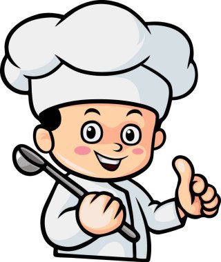 Vector Illustration of Cute chef little boy cartoon