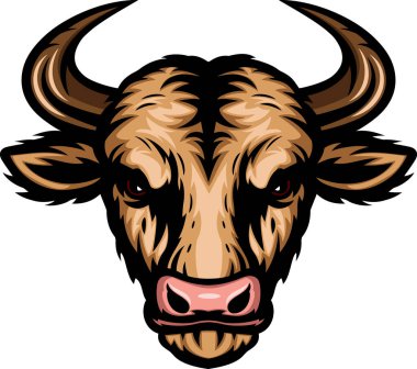 Vector Illustration of Buffalo head mascot cartoon character