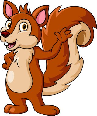 Vector Illustration of Happy squirrel cartoon waving hand