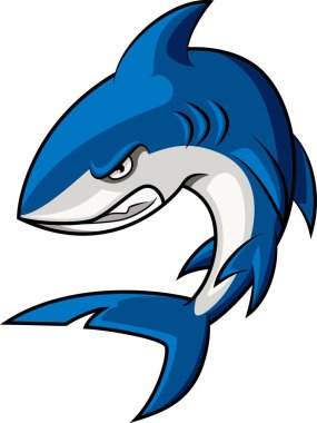 Beyaz arka planda izole edilmiş kızgın köpek balığının vektör çizimi