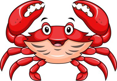 Vector Illustration of Cute happy crab on white background