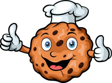 Vector Illustration of Cute cookie chef cartoon giving thumbs up