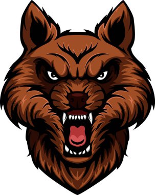 Vector Illustration of Cute angry wolf cartoon head mascot