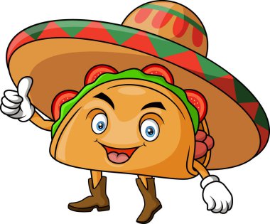 Vector Illustration of Cute taco cartoon giving thumb up