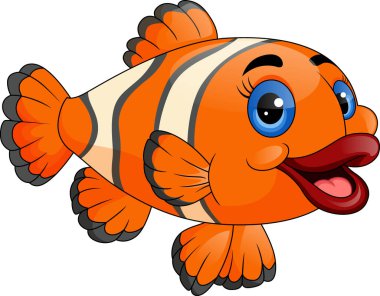 Vector Illustration of  Cute clown fish girl cartoon