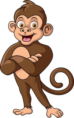 Vector Illustration of Cute happy monkey cartoon posing