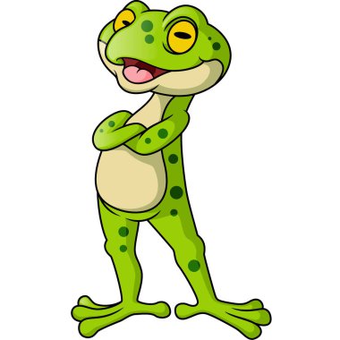Vector Illustration of Cute happy green frog cartoon standing