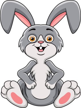 Vector Illustration of Cute rabbit cartoon sitting on white background