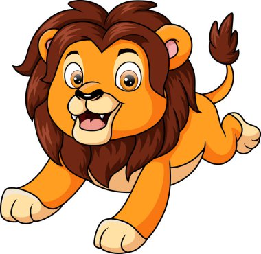Vector illustration of Cartoon lion jumping on white background