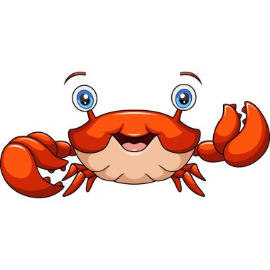 Vector illustration of Cute happy crab on white background