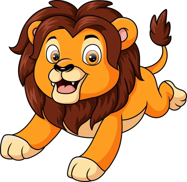Vector Illustration Cartoon Lion Jumping White Background — Stock vektor