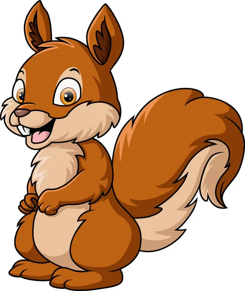 Vector Illustration Happy Squirrel Cartoon White Background — Wektor stockowy