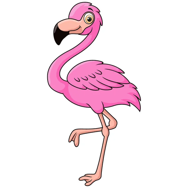 Vector Illustration Cute Flamingo Cartoon White Background — ストックベクタ