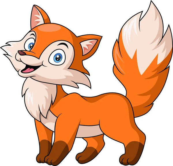 Wektor Ilustracja Cute Little Fox Kreskówki Białym Tle — Wektor stockowy