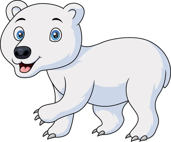 Vector Illustration Cute Baby Polar Bear Cartoon White Background — Vettoriale Stock