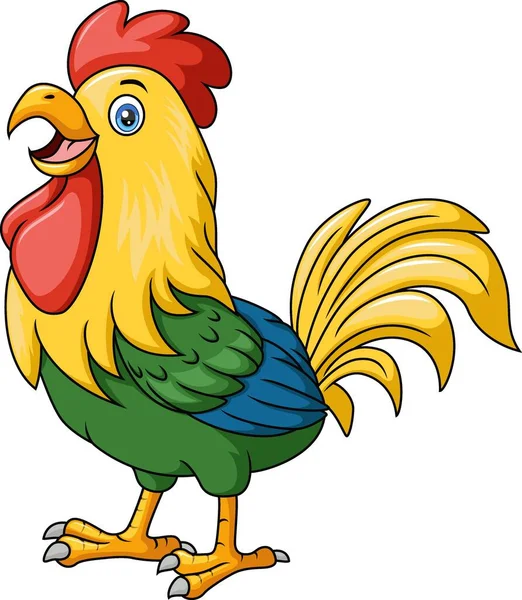Vector Illustration Cute Rooster Cartoon White Background — ストックベクタ