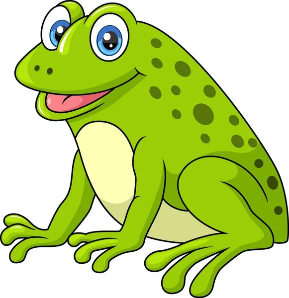 Vector Illustration Cute Happy Green Frog Cartoon White Background — стоковый вектор