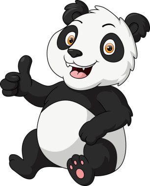 Küçük şirin panda çizgi filminin vektör çizimi başparmağı kesiyor.