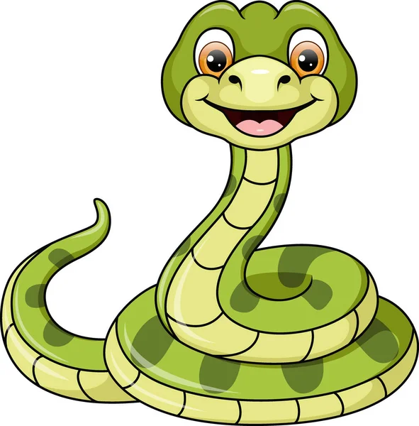 Vector Illustration Cute Green Snake Cartoon White Background — Stock Vector
