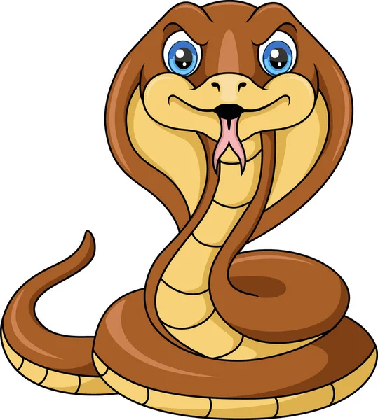 Vector Illustration Cute Brown Snake Cartoon White Background — Stock Vector