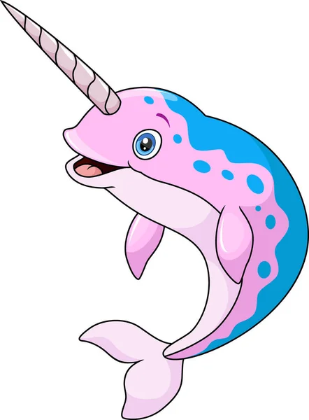 Vektor Illustration Von Nettem Narwhal Cartoon Auf Weißem Hintergrund — Stockvektor