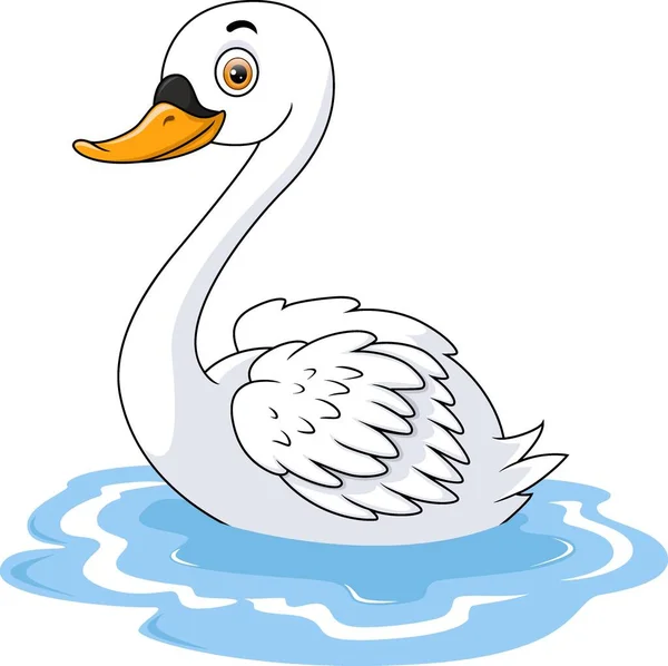 Vector Illustration Cute Swan Cartoon White Background — Stock Vector