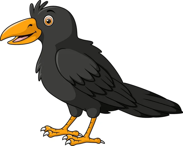 Vector Illustration Cute Crow Cartoon White Background — Stock Vector
