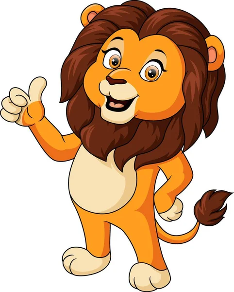 Vector Illustration Cute Lion Cartoon Giving Thumb — Stock Vector