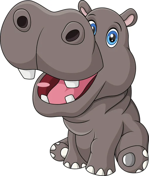 Illustration Vectorielle Bébé Hippopotame Mignon Assis — Image vectorielle