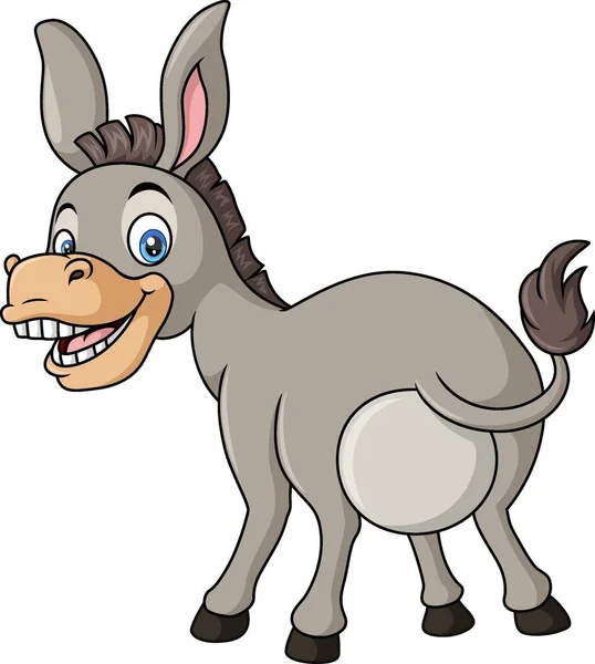 Vektor Illustration Von Cute Happy Donkey Cartoon Auf Weißem Hintergrund — Stockvektor