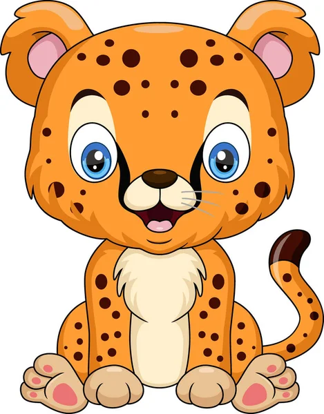 Vektorová Ilustrace Roztomilé Dítě Leopard Karikatura Sezení — Stockový vektor