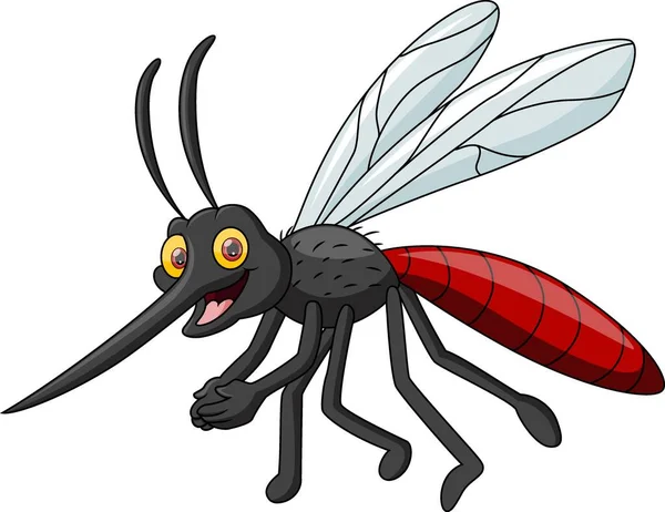 Vektor Illustration Von Cute Mosquito Cartoon Auf Weißem Hintergrund — Stockvektor