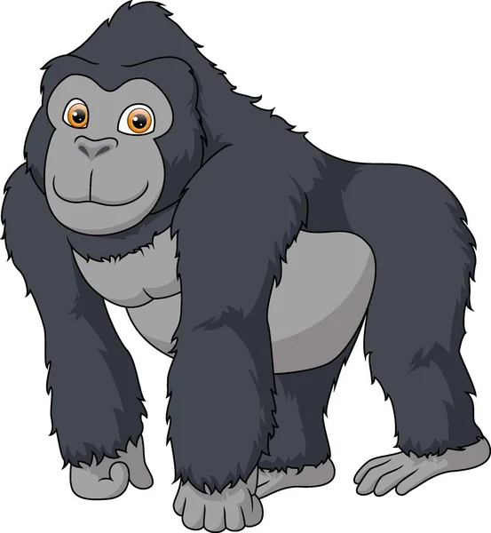 Ilustración Vectorial Dibujos Animados Lindo Gorila Sobre Fondo Blanco — Vector de stock