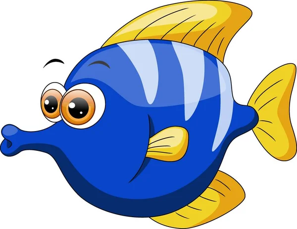 Vector Illustration Cute Blue Angelfish Cartoon White Background — Stock Vector