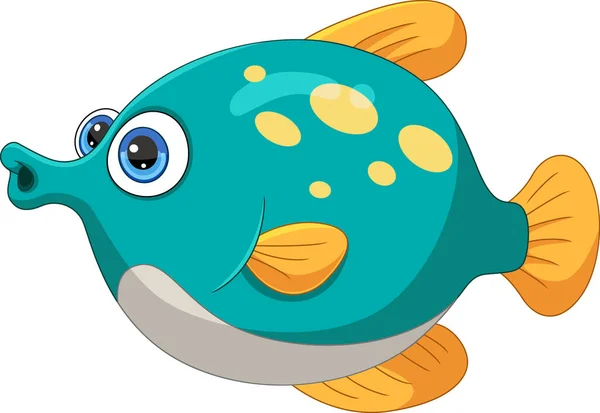 Vector Illustration Cute Puffer Fish Cartoon White Background — 图库矢量图片