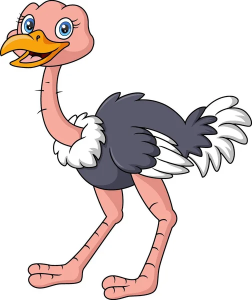Vector Illustration Cute Ostrich Cartoon Isolated White Background — ストックベクタ