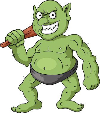 Elinde sopa tutan sevimli yeşil goblin çizgi filminin temsilcisi.