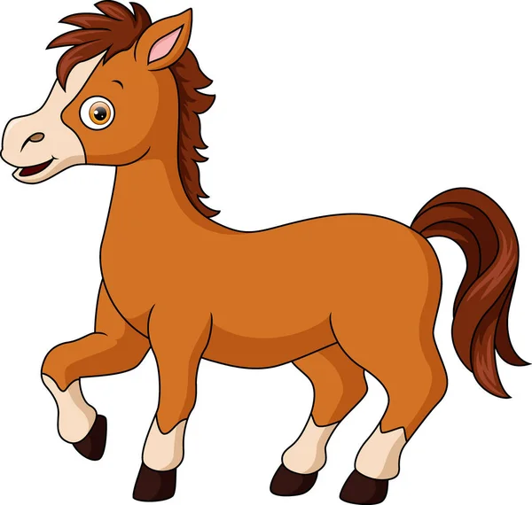Vector Illustration Von Cute Brown Horse Cartoon Auf Weißem Hintergrund — Stockvektor