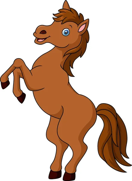 Ilustração Vetorial Cavalo Marrom Bonito Desenhos Animados Fundo Branco —  Vetores de Stock