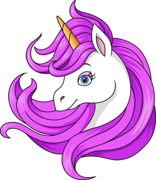 Vector Illustration Cute Unicorn Head Cartoon White Background — Stock Vector
