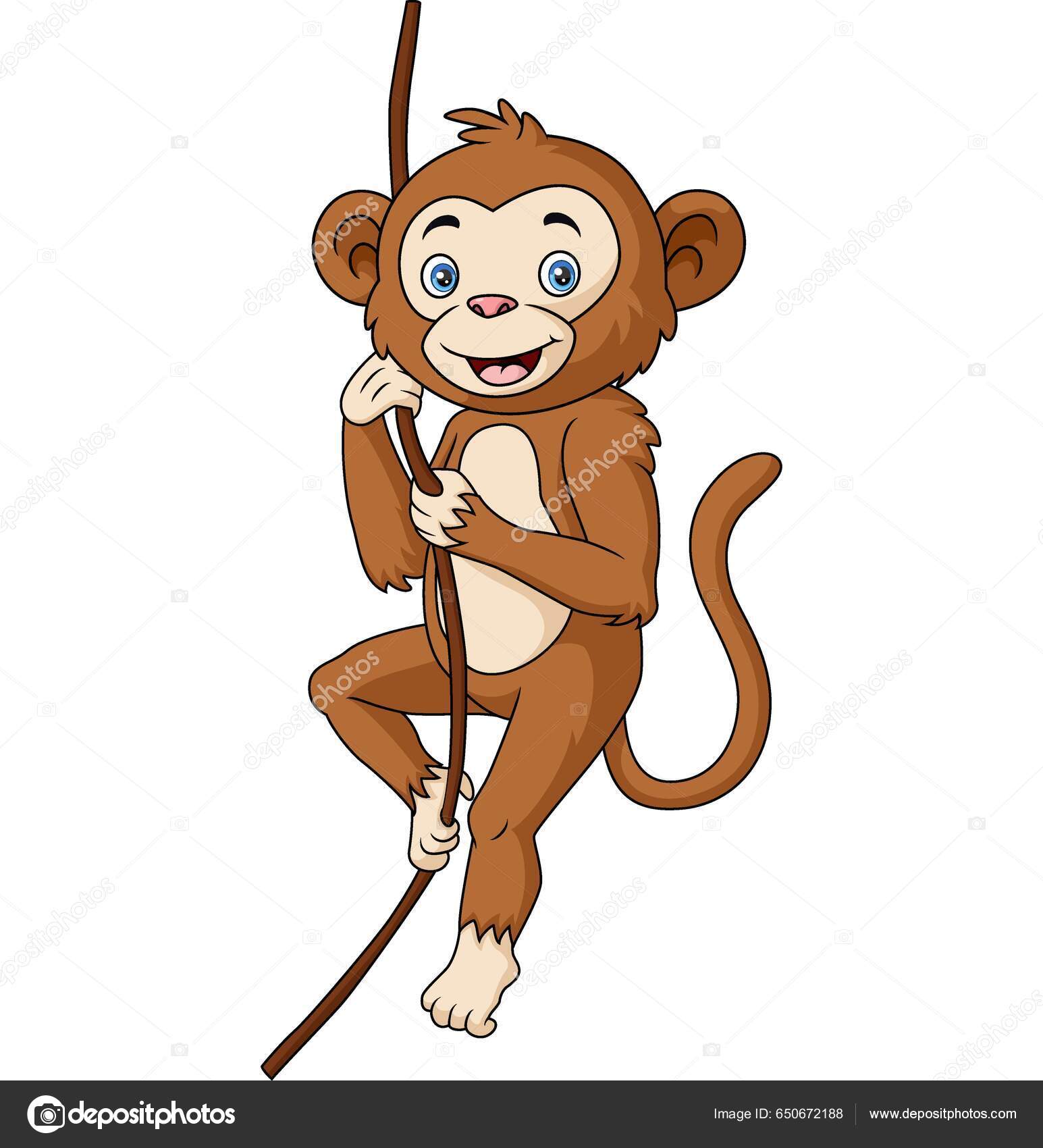 desenho animado bebê macaco escalando galho de árvore 8387095 Vetor no  Vecteezy