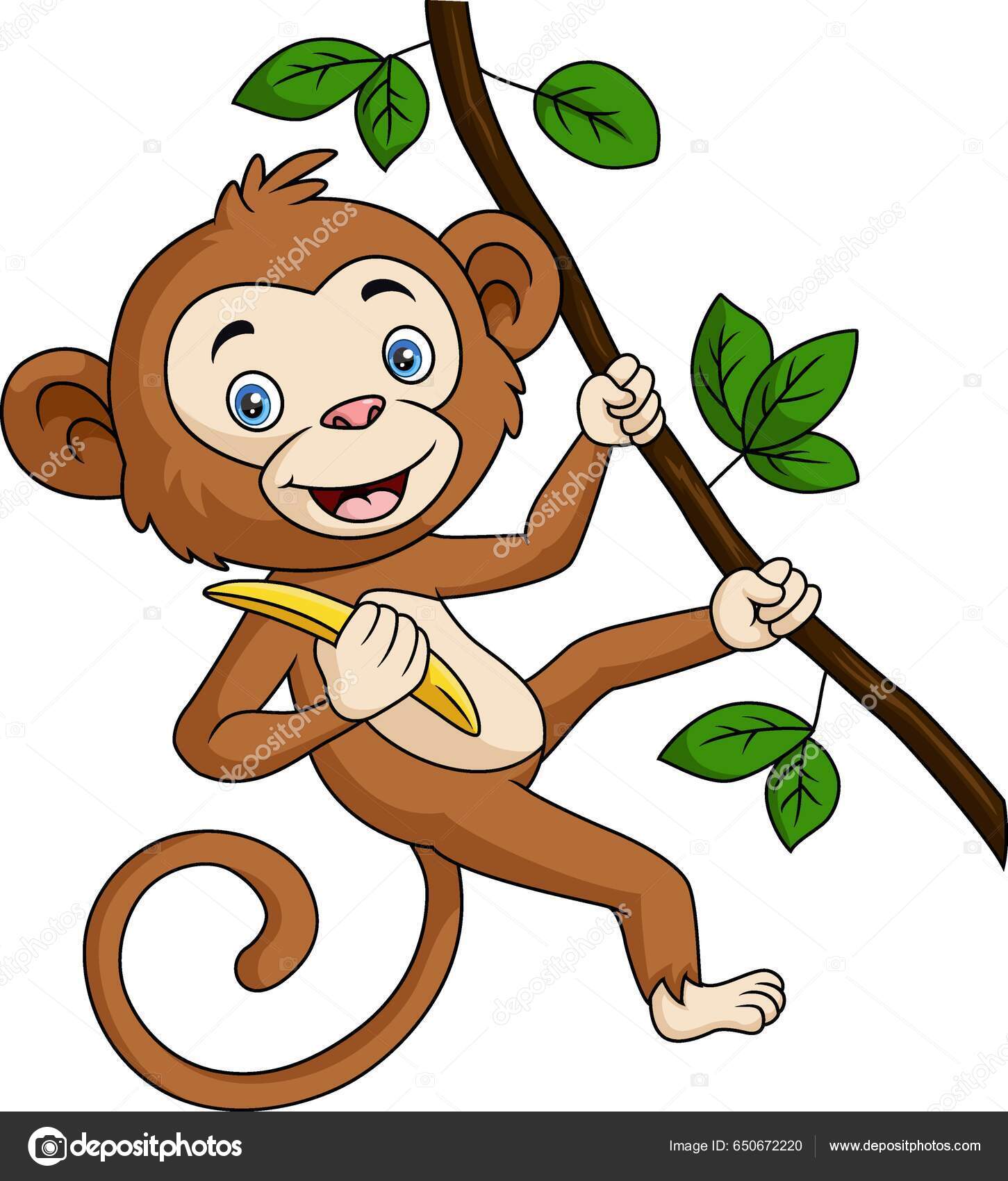 Desenho animado feliz macaco acenando a mão