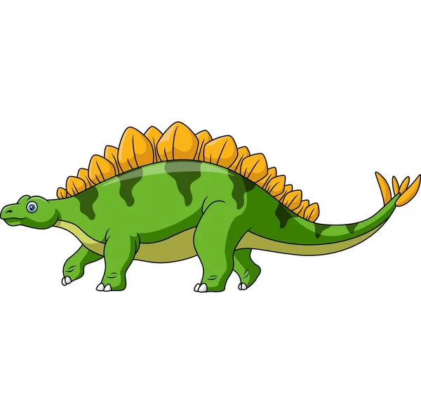 Vektor Illustration Söta Stegosaurus Tecknad Vit Bakgrund — Stock vektor