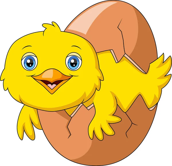 Vector Illustration Cute Little Chick Cartoon Hatching Out Egg — Stock Vector