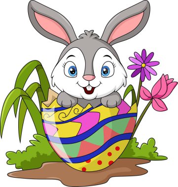 Delikten çıkan şirin tavşan çizgi filminin vektör çizimi